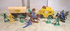 Jean Höfler W. Germany Western 10 Figuren Cowboys Planwagen & Postkutsche 