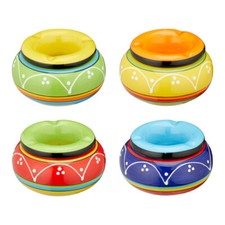 Wind Sturm Aschenbecher Balkon Terrasse mediterran bunt rot grün gelb blau 