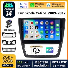 DAB+ 4-Core Android 14 Autoradio Carplay USB GPS Kam für Skoda Yeti 5L 2009-2017
