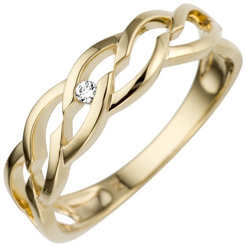Damenring breit 1 diamant - damenring, 5