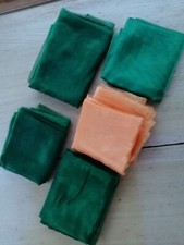 5 x Tüll  140 x 280 cm 4x grün + 1x gelb Gardine Dekoration gesäumt Sichtschutz 