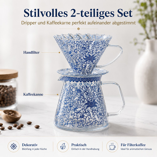 Kaffeefilter set aus glas - aus, pour