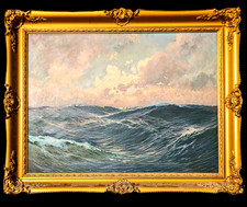 FRANZ WALDEGG 1888-1966 ÖLBILD - STÜRMISCHES MEER CAPRI BRETAGNE - MUSEALES WERK