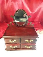 Altes Schmuck Schränkchen Spieluhr Spiegel Kunststoff Aufbewahrung (5682)