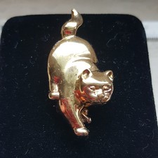 DICKE Katze 925 Silber Brosche