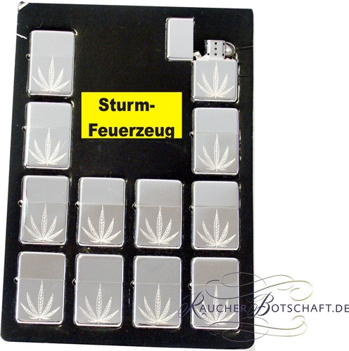12x sturm feuerzeug hanf blatt - sturm-feuerzeug, hanf-blatt