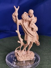Holzschnitzerei Holzfigur, Heiliger Christopherus,15 cm In Naturholz belassen