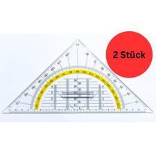 2x Geometrie Dreieck groß mit Griff Geodreieck Geo Dreieck Triangle Schule Uni