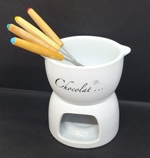 Schoko Fondue Set Porzellan 12x15 cm Schokoladenfondue-Set NEU