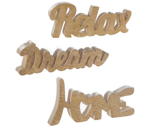 Schriftzug holz relax home - schriftzug,