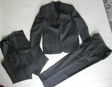 3-teiliger Herrenanzug Gr.52 Atelier Torino Schurwolle Nadelstreifen anthrazit