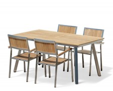 Gartengarnitur Edelstahl Teak