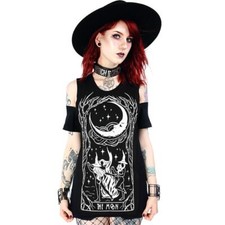Witchy Cold Shoulder Top - Hexengesang - Schwarz Gothic Sommer Cold Shoulder Top