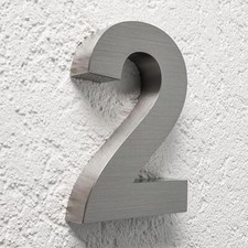 3D Hausnummer 2 Edelstahl in
