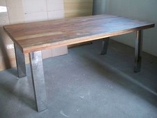 Massiver Sheeshamholztisch mit Edelstahlfüßen  180 x 90 cm  Gutmann Factory