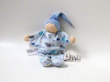 People Wear Organic Wichtel Puppe blau weiß Mütze / Maulwurf Schmusetuch (T233)