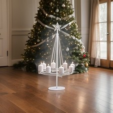 Kerzenleuchter, Kerzenhalter, Kerzenständer, weiß, Weihnachtsstern, Advent Kranz