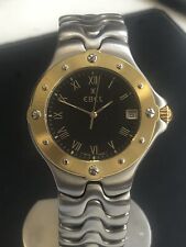 EBEL SPORTWAVE HERRENUHR, STAHL MIT GOLDLÜNETTTE, TOP !