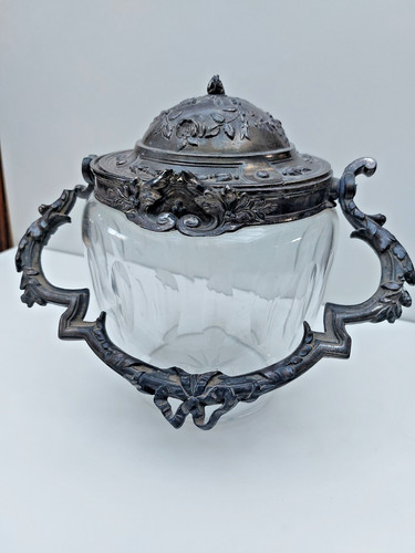 Antike glasdose versilberter - antike,