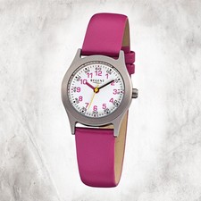Regent Leder Kinder Uhr F-946 Quarzuhr Armband pink URF946