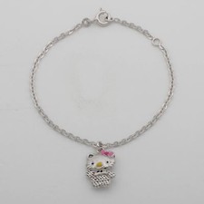 Kinderarmband Hello Kitty Teddy Bär Rosa Schleife Anhänger 925er Silber Mädchen