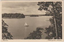 Alte AK Masuren, Blick auf den Niedersee, Segelboot