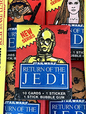 1983 TOPPS STAR WARS RETURN OF THE JEDI (Series 2) PACK 10 Cards 1 Sticker 1 Gum