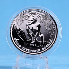 Kongo 500 Francs 2021 Silverback Gorilla 1 OZ Silber 999 BU/ST
