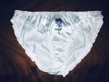 Slip mit Wellensaum Satin Satinslip transparent Gr.XL weiss glänzend neu