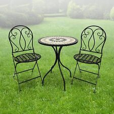Mosaik Gartenset Gartenstühle Mosaiktisch wählbar Rustikal Rund klappbar