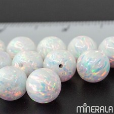 Weiß Künstlicher Synthetisch Opal Rund Lose Perlen 2mm-16mm Voll Gebohrt WP001C7