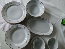 Speiseservice feine Porzellan Apulum Goldrand 6 Personen Streublümchen