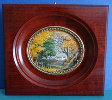 J.Niklas Miniatur Lupenmalerei Gemälde Landschaft "Waldlichtung im Herbst"