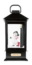 MELINERA Laterne mit Schneegestöber schwarz Schneemann Weihnachten Deko *B-Ware