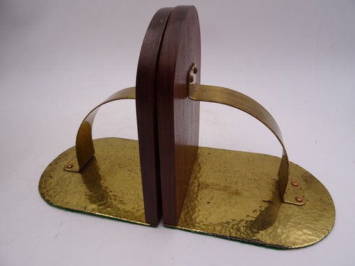 Buchstützen messing teak art - messing,