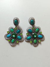 Konplott Boho Twist  Grün große Clips  9,5 cm Atik Silber Ohrhänger Ohrringe