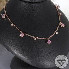 Wert 1590 € Brillant Saphir Collier 585 14 Karat Rosé Gold