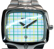 Nixon RARE The Player WHITE PLAID OG Logo Vintage Watch SS 40mm