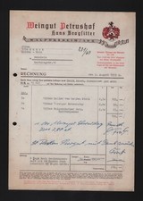 WALPORZHEIM, Rechnung 1955, Weingut Petrushof Hans Brogsitter