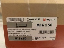 50 Stück - Würth M16x50 8.8 Sechskant Schrauben Maschinen Gewindeschrauben