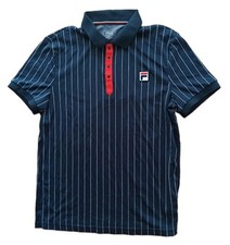 Fila Stripes Tennis Poloshirt Vintage BB1 Classic Björn Borg Retro blau rot S