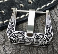 Edle Schließe Buckle 18 mm für Lederstraps Uhrenbänder Vintage Retro Ammo Strap