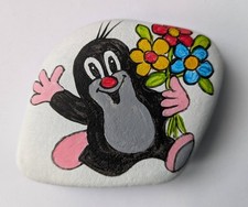 Bemalter Stein, Krtek, Maulwurf, Dekoration, Geschenk