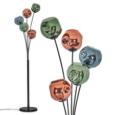 HOFSTEIN Villamare Stehlampe Metall/Glas in Schwarz/Grün/Kupfer/Blau Stehleuchte
