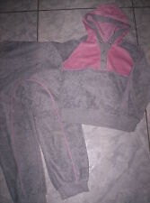 Nicki-Freizeit-Anzug, Hose + Kaputzen-Pulli, grau-rosa Gr.110/116