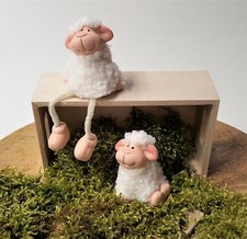 Keramik Schäfchen sitzend 6cm Ostern Schaf Osterlämmchen Tischdeko Tiere Zoo