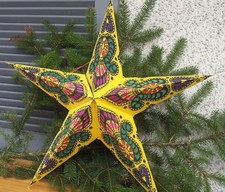 3 x Papier Lampe Stern Gelb