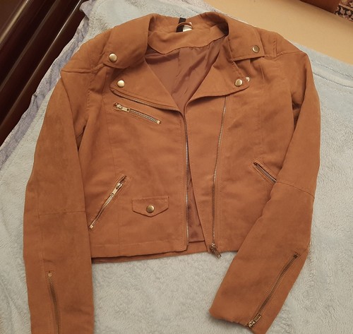 Bikerjacke braun lederimitat - bikerjacke,