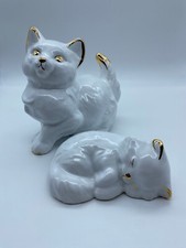 Gilde Katzenduo Katzenpärchen 2 Katzen weiß mit Golddekor