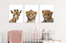 Baby Kinderzimmer Bilder Wandbilder Deko Safari Dschungel Tiere Kinderzimmer Drucke Set